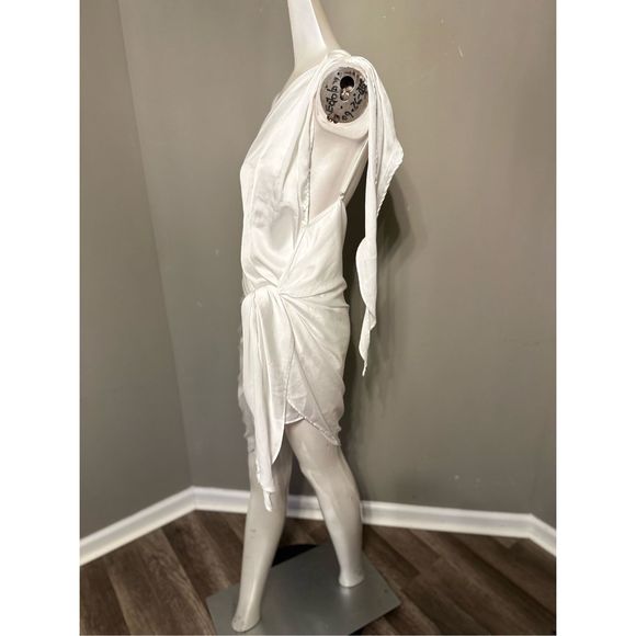 BAOBAB MAREA SATIN ONE-SHOULDER MINI DRESS IN IVORY - Picture 5 of 10